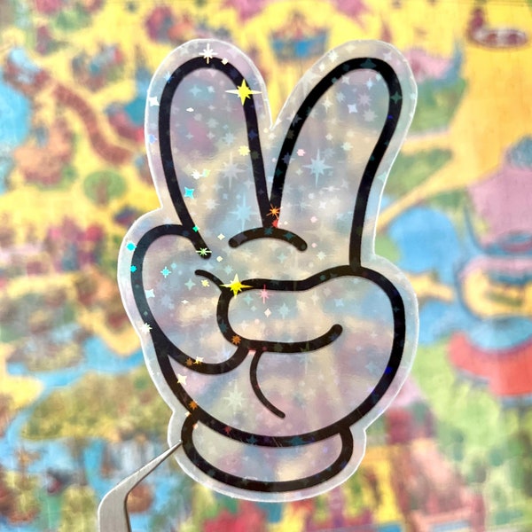 Mickey Mouse Peace Sign Hands Clear Sticker - Walt Disney World Sticker
