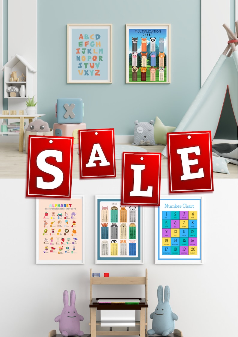 Childrens Digital Educational Poster Set for Nursery and Play Room. Etsy