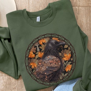 Cottagecore Shirt Fall Crow Sweatshirt Dark Academia Aesthetic Shirting Witchy Raven Sweater Gift for Gothic Friend Nature Lovers Gifting