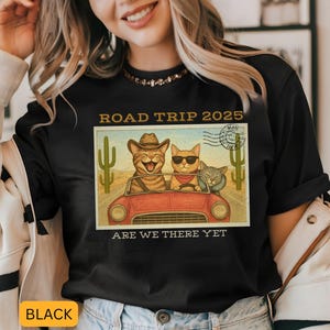 Western Katzen Shirt, benutzerdefinierte Jahr Urlaub T-Shirt, lustiges Road Trip T-Shirt, Vintage Sommer Vacay T-Shirt, Familie passende Shirts, Reisegeschenk T-Shirt