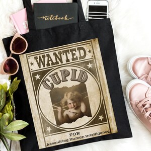 Anti Valentine Tragetasche Lustige Amor Canvas Tasche Schwarz Natürliche Tote Einkaufstasche Lustig Valentinstag Geschenk für Singles Scheidungsgeschenk Galentine Geschenk
