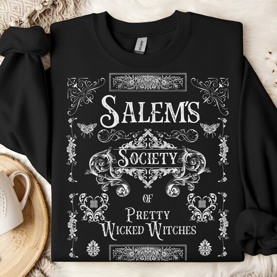 Vintage Salem Shirt Art Nouveau Sweatshirt HalloweenShirt Goth Dark Academia Aesthetic Shirt Cottage Core Witchy Gift Teen Gift-For Her