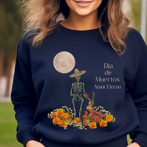 Shirt Dia de Muertos Amor Eterno, Day of the Dead-sweater, Love Memorial-cadeau, shirt skelet, shirt Dia de ls Muertos, shirt skeletcadeau