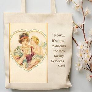 Tote Bag Vintage Valentine Lustige Amor Zitat Canvas Einkaufstasche Schwarz Natürliche Segeltuchtasche Lustiges Brautgeschenk Jahrestagsgeschenk für beste Freundin