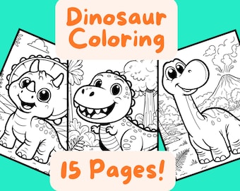 Printable Dinosaur Coloring Pages - Instant Download, Fun Prehistoric Creatures Activity