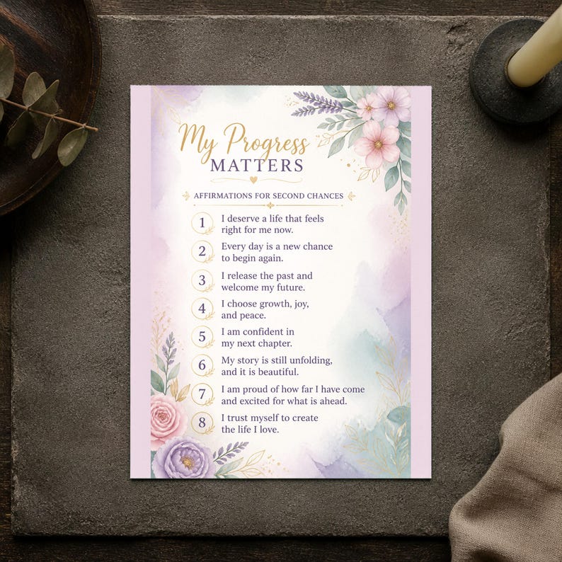 Affirmation Journal for Second Chances, Midlife Reinvention Workbook ...