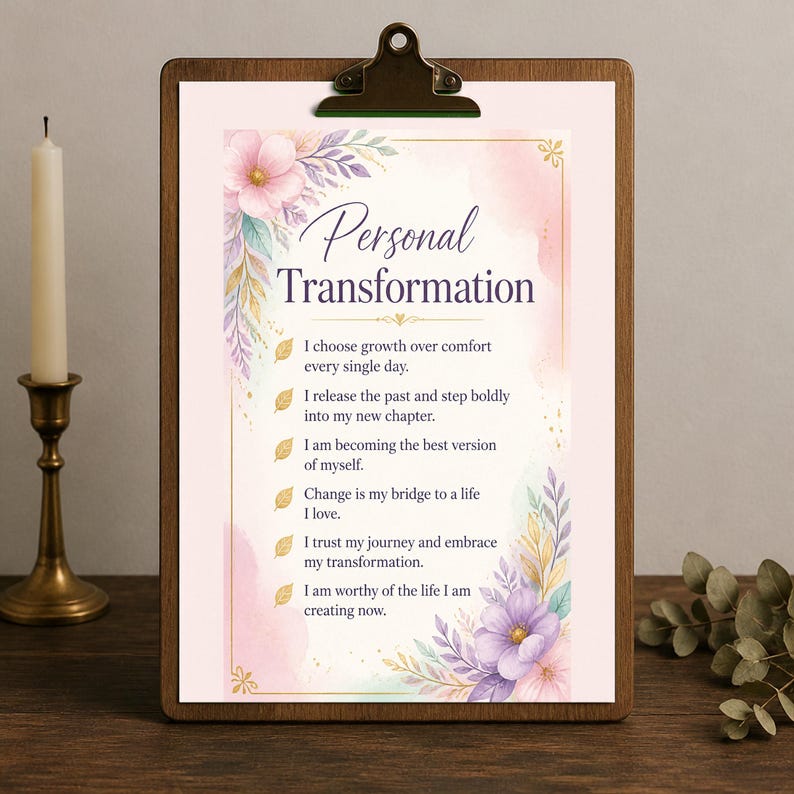 Affirmation Journal for Second Chances, Midlife Reinvention Workbook ...
