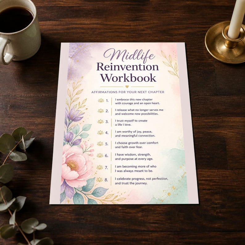 Affirmation Journal for Second Chances, Midlife Reinvention Workbook ...