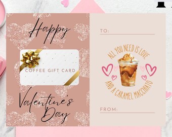 Valentine's Day Coffee Gift Card Holder: Printable Teacher Cards (PDF)