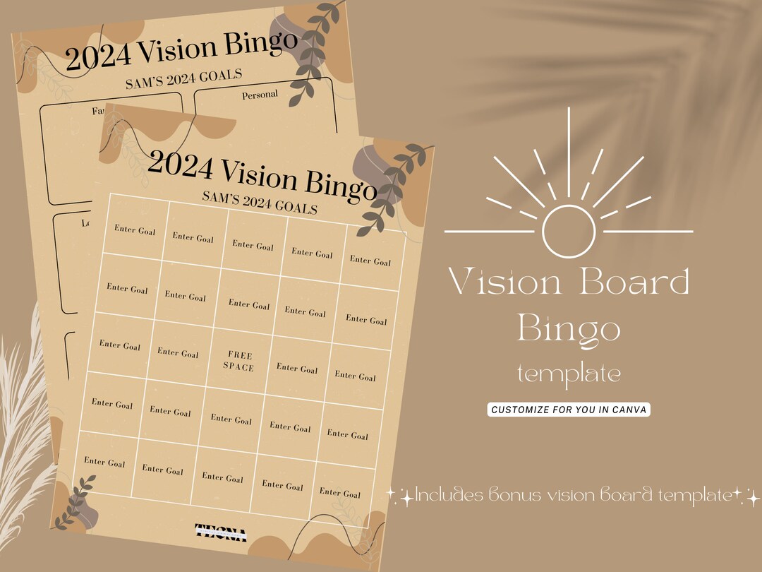2024 Bohovision Board Bingo Card, Boho Bingo Card,boho Vision Board