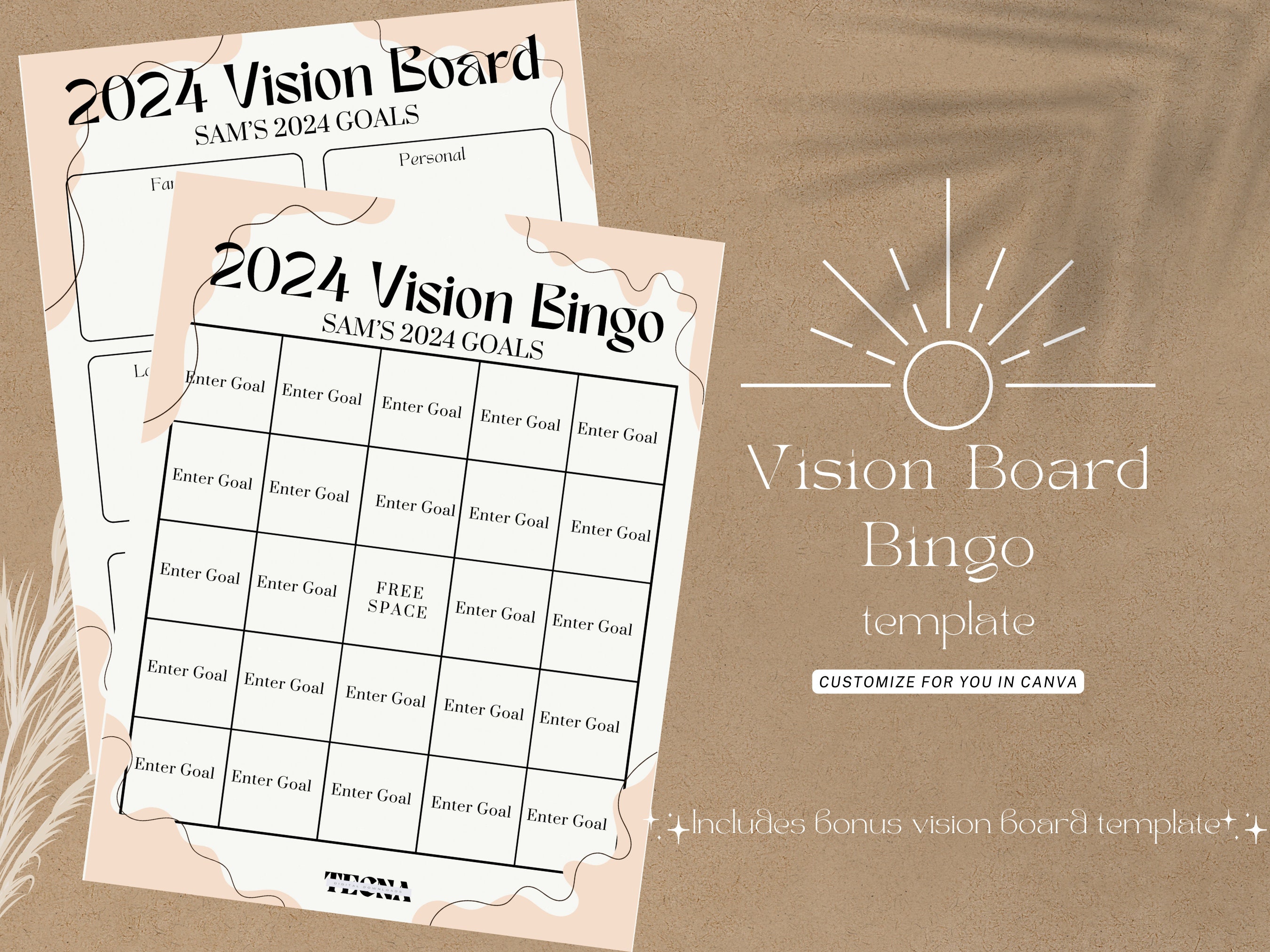 2024 Vision Board Kit, Printable Vision Board, 2024 Dream Board Template,  Manifest Board, Dream Board Kit, Vision Board 2024, Set Goals 