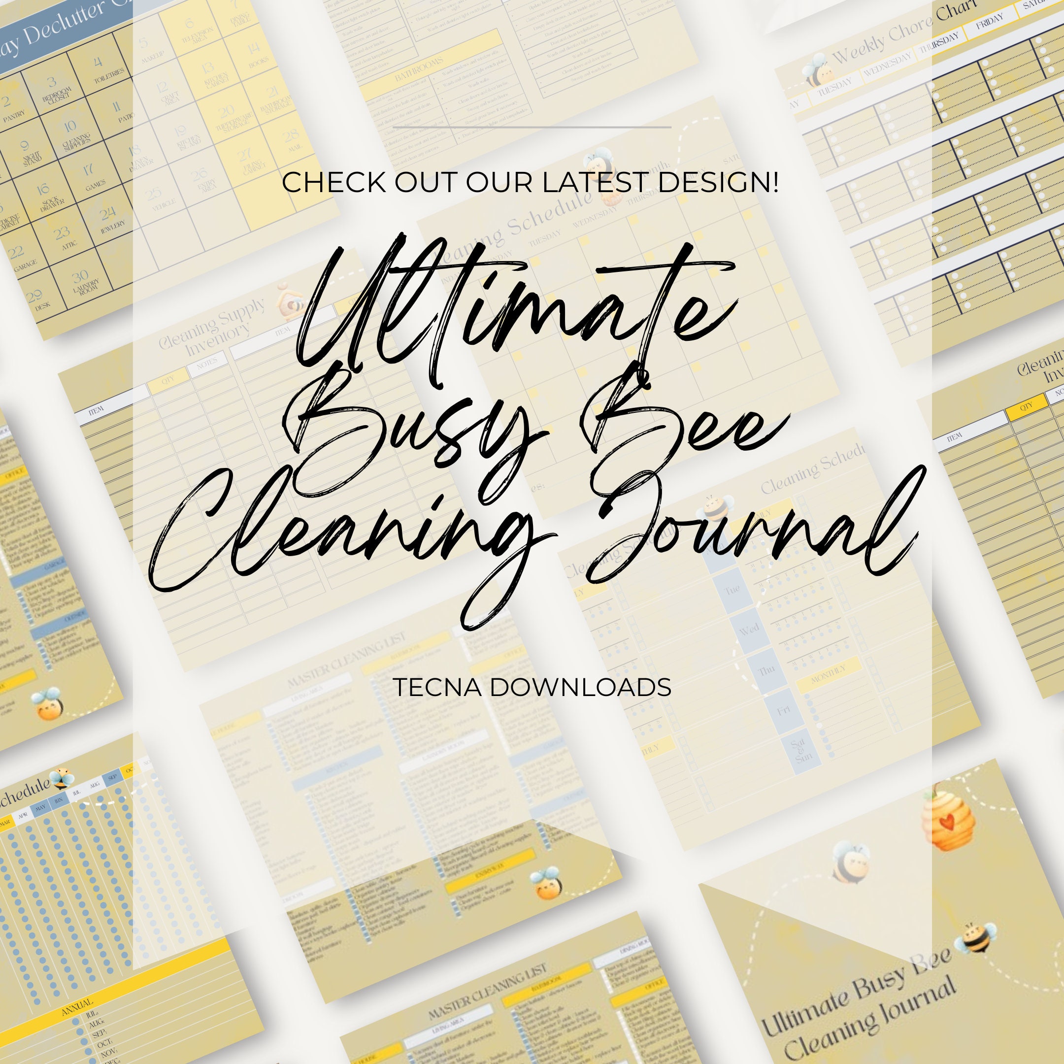 Ultimate cleaning bundle printable Cleaning Journal Weekly, Monthly, and Yearly Cleaning Checklist, Declutter Challenge