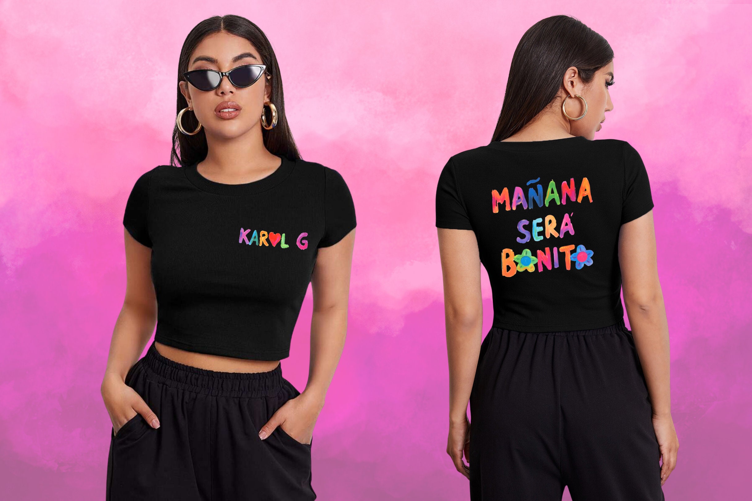 Discover Karol G Croptop Camiseta Recortada de Doble Cara Mañana Será Bonito Bichota Regalo Merch para Fan