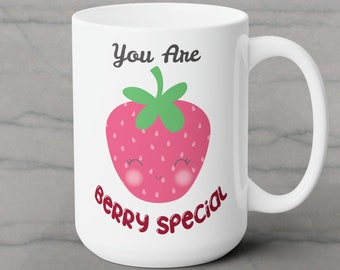 Speciale mok You Are Berry, kawaii aardbei Valentijnsdagcadeau voor hem uit haar beker, gepersonaliseerde schattige echtgenoot, vrouw jubileumcadeau