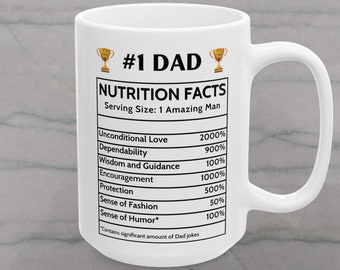 Vaderdagmok, #1 koffiekopje voedingswaarde papa, grappig humoristisch schattig ontroerend verjaardagscadeau voor vader, vader van dochter of zoon 11oz