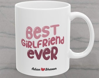 Mok beste vriendin ooit, gepersonaliseerde koffiemok voor vriendin cadeau-idee, mok Valentijnsdag, verjaardag, jubileum, beker kerstcadeau
