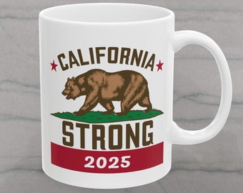California Strong-mok 2025, winst gedoneerd aan liefdadigheidsinstelling, mok brandslachtoffers Californië, Californië-koffiekop, noodhulp natuurbranden, hulp bij rampen