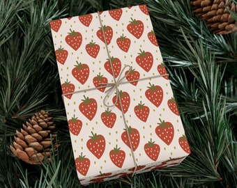 Inpakpapier aardbei, leuke cadeauverpakking met fruitprint, Kerstmis, verjaardag, Moederdag, babyshower Cottegecore Pink Berry Esthetic