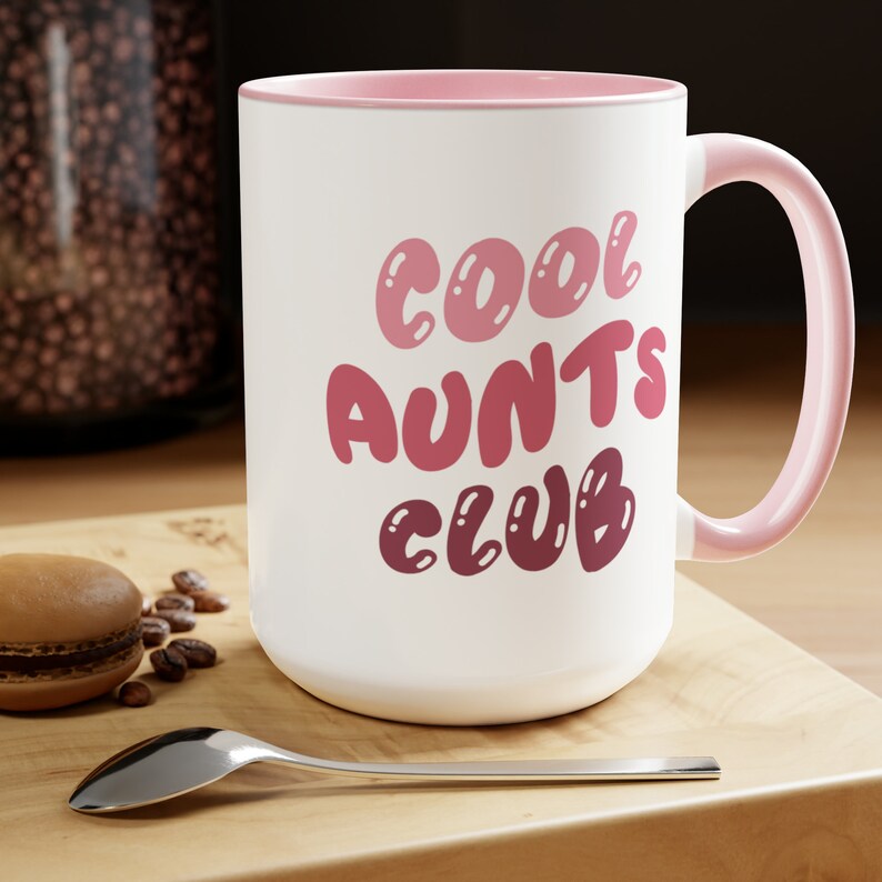 Cool Aunts Club-mugg, kaffemugg för moster, presentidé till nyblivna moster, moster och syster, födelsedagspresent till jul, mors dag-present, graviditetsmeddelande 15 oz Pink Accents