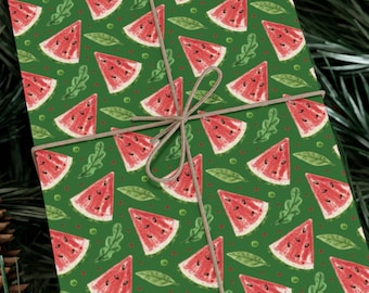 Inpakpapier watermeloen, leuke cadeauverpakking met fruitprint, Kerstmis, verjaardag, Moederdag, babyshower Cottegecore Kawaii esthetisch rood
