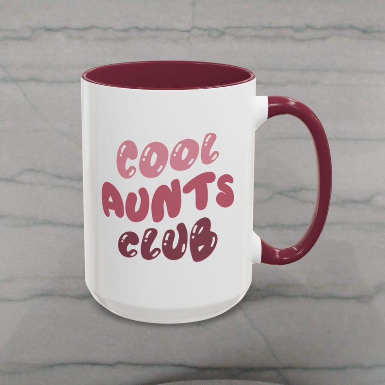 Cool Aunts Club-mugg, kaffemugg för moster, presentidé till nyblivna moster, moster och syster, födelsedagspresent till jul, mors dag-present, graviditetsmeddelande 15 oz Maroon Accents