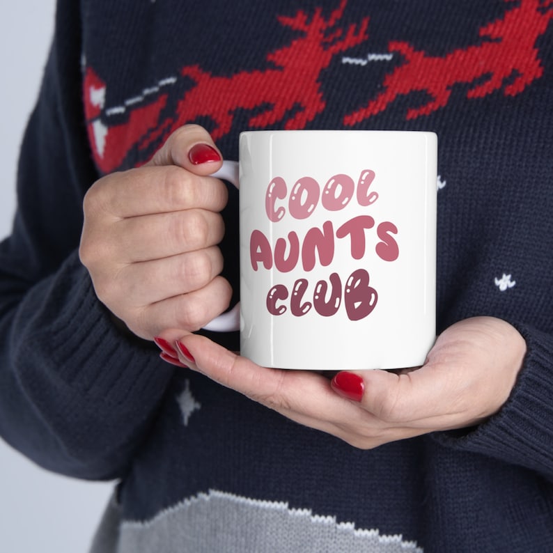 Cool Aunts Club-mugg, kaffemugg för moster, presentidé till nyblivna moster, moster och syster, födelsedagspresent till jul, mors dag-present, graviditetsmeddelande 11 oz White