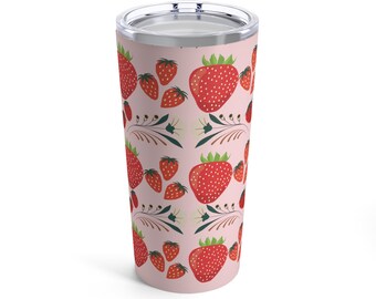 Strawberry Tumbler 20oz - Cottagecore Tumbler, Strawberry Mug Strawberry Lover Gift Cute Aesthetic, Tomato Girl Summer Harvest Garden Fruit