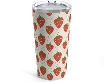 Strawberry Tumbler 20oz - Cottagecore Tumbler Mug, Strawberry Cup, Strawberry Lover Gift, Cute Kawaii Aesthetic, Tomato Girl Summer Harvest