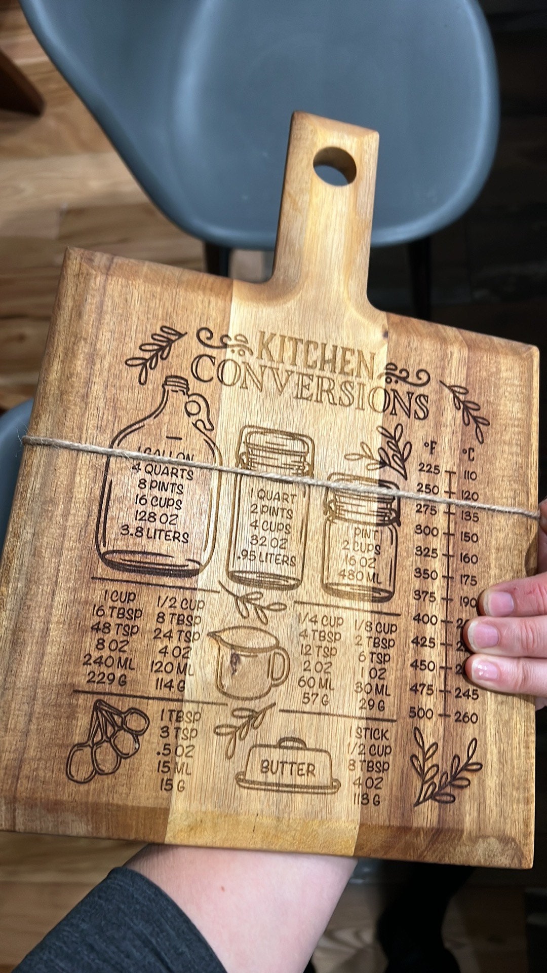 Kitchen Conversion Cutting Board Size M/L Custom Kitchen Etsy