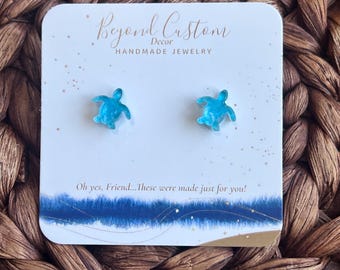 Ozean Blau Schildkröte Ohrstecker, Handgefertigte Acryl Sommer Ohrstecker