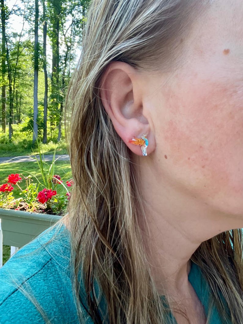 RAIDIN Acrylic Hummingbird Earrings - Cute Dangle Nature Jewelry, Hypoallergenic Gift For Women - View #4
