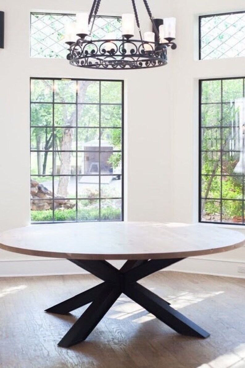 72 Modern Round Dining Table Alder, Hardwood Table, Steel Frame