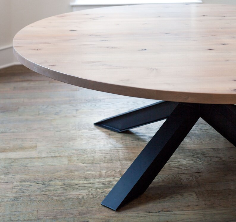 72 Modern Round Dining Table Alder, Hardwood Table, Steel Frame
