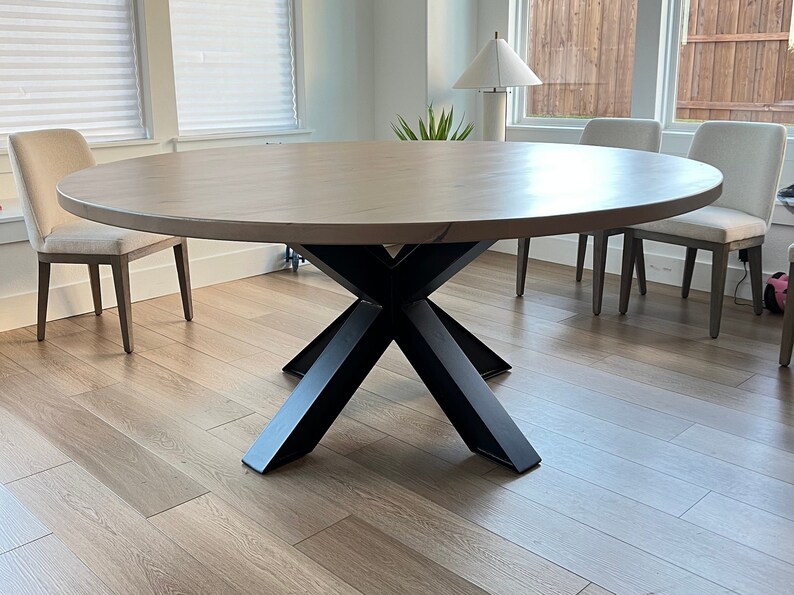 72 Modern Round Dining Table Alder, Hardwood Table, Steel Frame