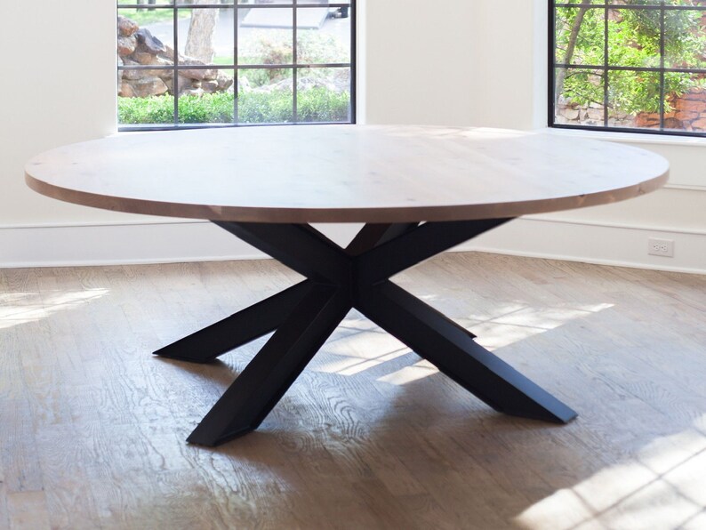 72 Modern Round Dining Table Alder, Hardwood Table, Steel Frame