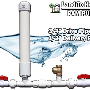 Hydraulic Ram Pump 3/4". Pump Water Off Grid for Farm and Homestead use. Water Powered Pump. Land To House