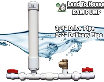 Hydraulic Ram Pump 3/4". Pump Water Off Grid for Farm and Homestead use. Water Powered Pump. Land To House
