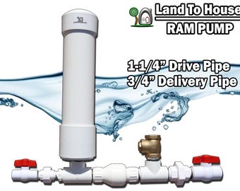 Hydraulic Ram Pump 1-1/4". Pump Water Off Grid for Farm and Homestead use. Water Powered Pump. Land To House