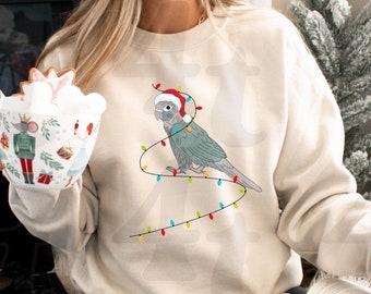 Sweater met ronde hals groene wang papegaaiachtigen, cadeau ouders papegaai, kerstverlichting, unisex trui, vakantiekleding, gezellige wintertop