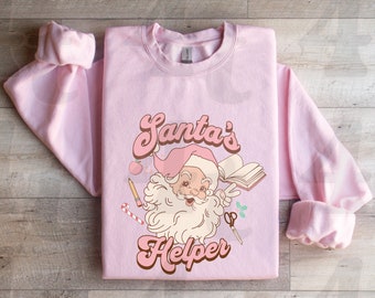 Santa's Helper Teacher Sweatshirt, Teacher Gift, Retro Christmas Teacher Shirt, Gift for Teacher, Teaching Team Christmas Gift, Party Shirt