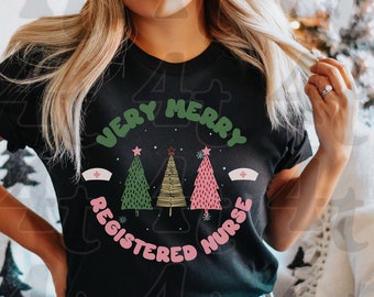 Christmas Nurse Shirt, Very Merry RN,Retro Nurse Shirts, RN Shirt, Nurses Week Appreciation,  Registered Nurse Shirt, Christmas for her