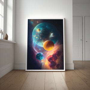 Planets from Beyond Pt. 2, poster fantasy, Camera da letto, Soggiorno, Arte murale astratta, arte della parete del giocatore, galassia, arte spaziale, nebulosa, spazio esterno