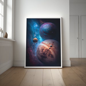 Planets from Beyond, fantasy poster, Bedroom, Living room, Abstract wall art, gamer wall art, galaxy, space art, nebula, outerspace