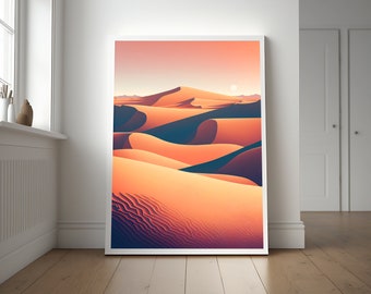 Endless Desert, fantasy poster, Bedroom, Living room, Abstract wall art, Printable Wall Art, Desert Landscape, Retro Wall Art