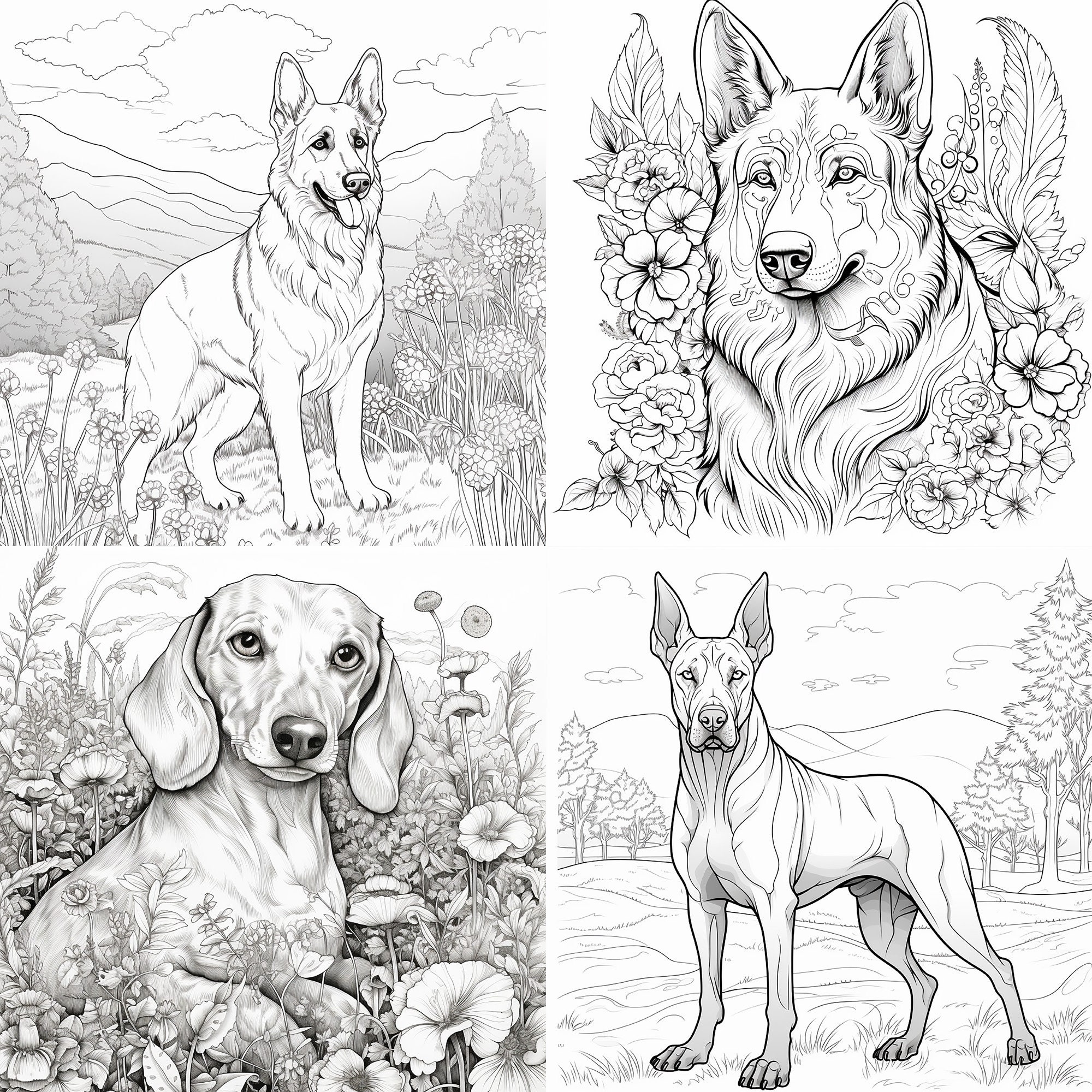 Dog Coloring Book, 30 Coloring Pages - Etsy