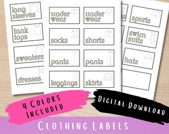 Printable Clothing Labels, Closet & Dresser Organization, kid clothing visual aid, special needs life skill