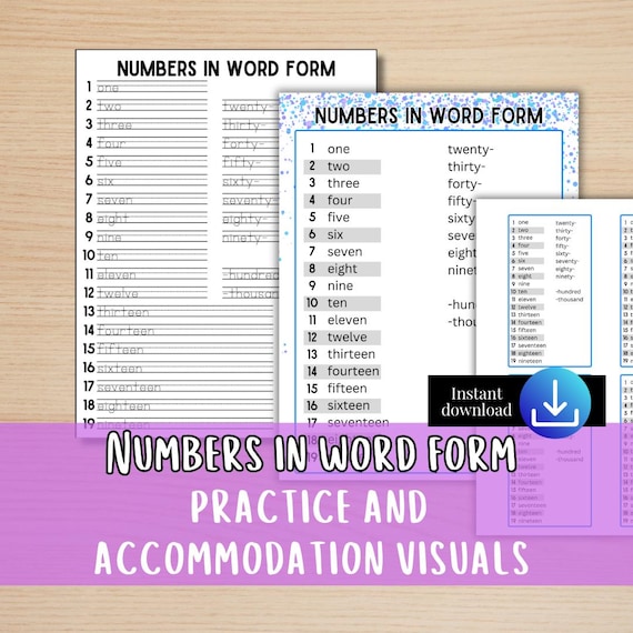 Numbers In Words Anchor Chart
