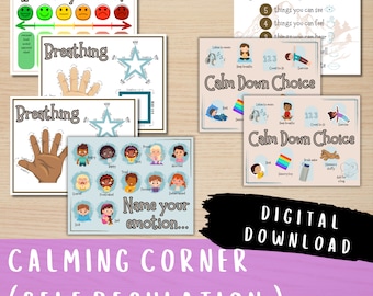 Calming Corner Printables, Self Regulation, Kids Feelings (Digital Download)