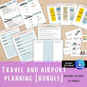 Plano de viagem para aeroporto de autismo, história social do aeroporto, degraus de avião, planejamento de férias para necessidades especiais, cordão para deficientes, férias em família