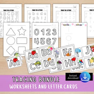 Trazar letras, Trazar números, Trazar formas, Tarjetas de letras laminadas, Trabajo de motricidad fina, Carpeta matutina para preescolar, Educación en el hogar en jardín de infantes
